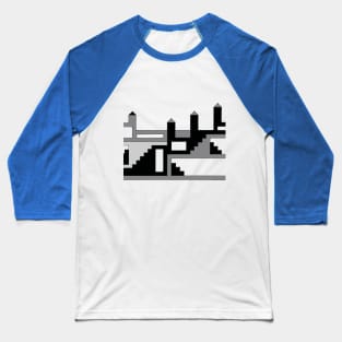 Simple Castle in Black and White on Blue Baseball T-Shirt